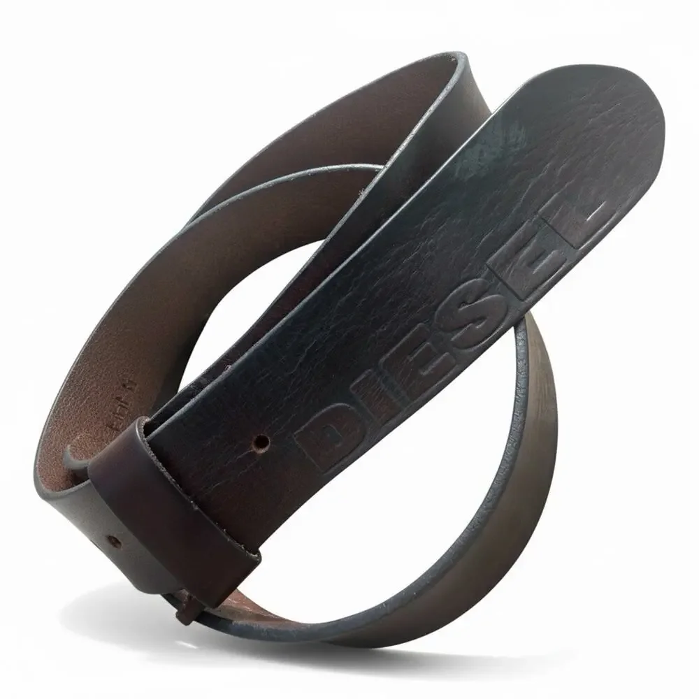 Diesel Men's Size 95/38 100% Cow Leather Belt Extra Tough Superior Brown Logo